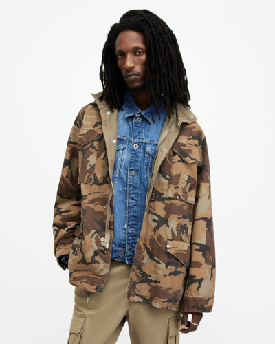 Shop Allsaints Remo Relaxed Fit Camouflage Jacket, In Brown
