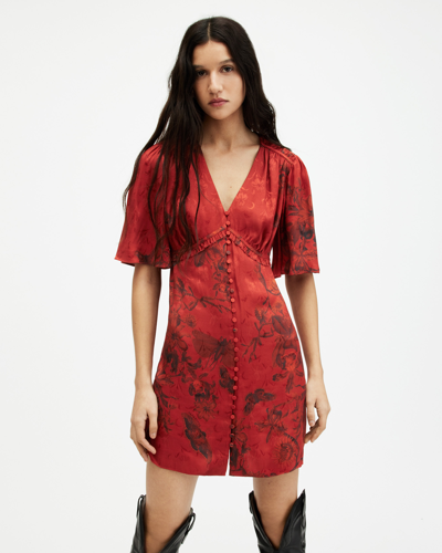 Shop Allsaints Tian Sanibel Jacquard Mini Dress In Rust Red