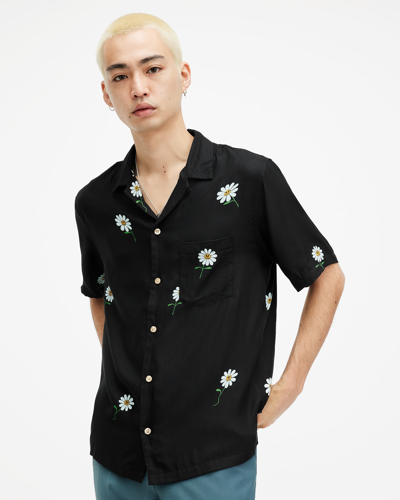 Shop Allsaints Daisical Floral Print Relaxed Shirt, In Jet Black