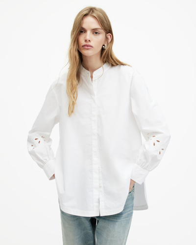 Shop Allsaints Marcie Embroidered Val Relaxed Fit Shirt In White