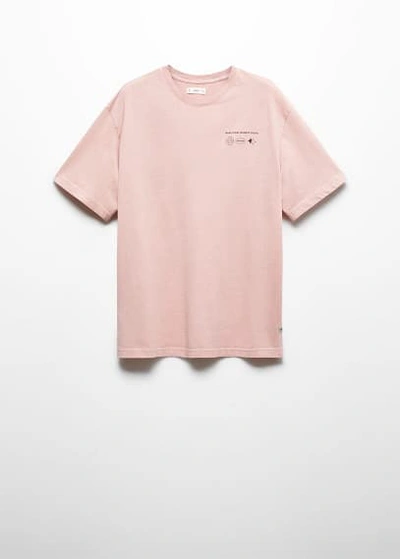 Shop Mango Short-sleeved Printed T-shirt Light Pink In Rose Clair