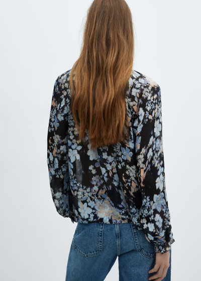 Mango Floral-print Flowy Blouse Black In Noir