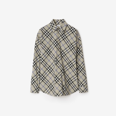 Shop Burberry Check Cotton Shirt In Lichen