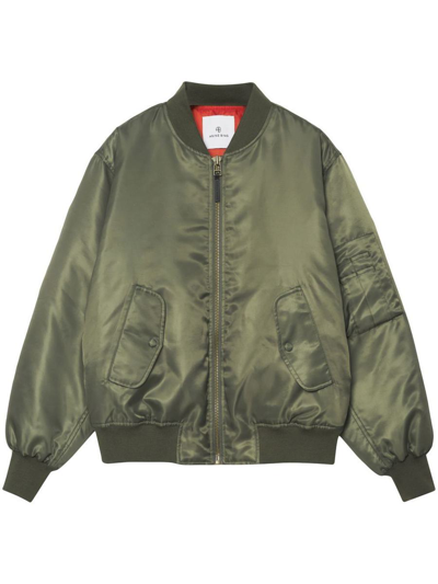 Anine Bing Leon Bomber In Green Polyester In Green
