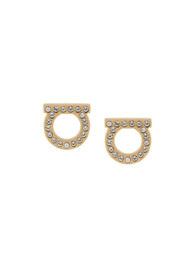 Shop Ferragamo Gancini Crystals Earrings Accessories In Grey