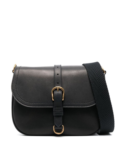 Shop Golden Goose Sally Bag Medium Smooth Calfskin Leather Fabric Shoulder Strap Bags In 90100 Black
