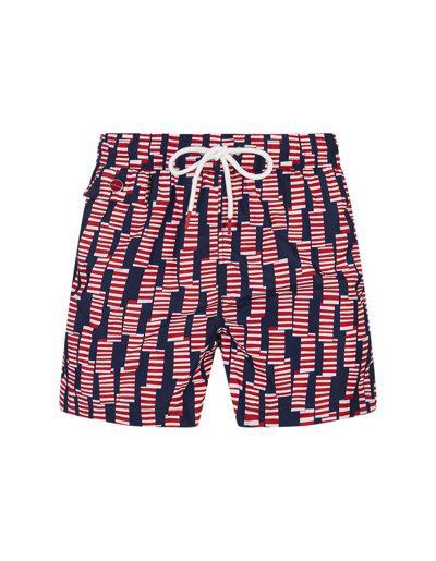 Shop Kiton Swim Shorts With Windsock Pattern In Red