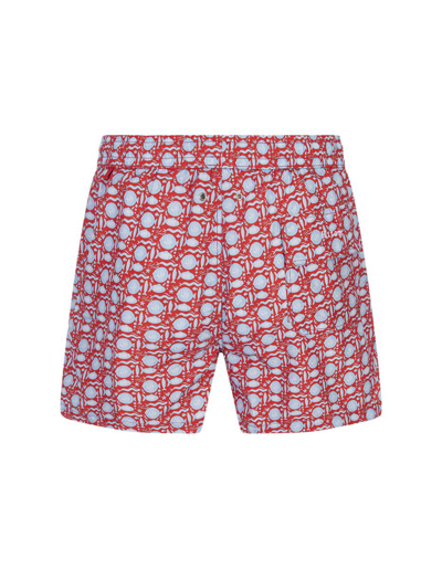 Shop Kiton Swim Shorts With Fish Pattern In Red