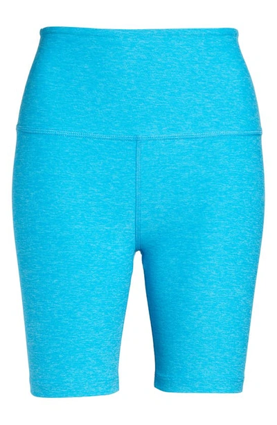Beyond Yoga High Waist Biker Shorts In Blue Glow Heather