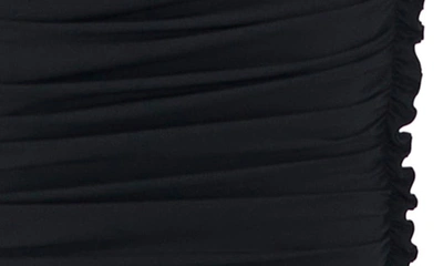 Shop Afrm Eterna Strapless Gathered Midi Dress In Noir