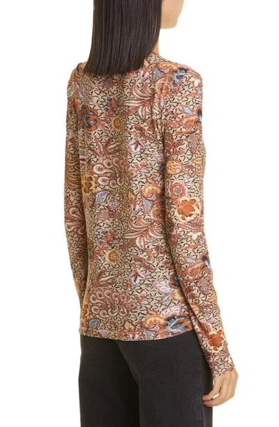 Shop Ulla Johnson Eve Floral Long Sleeve Cotton Top In Wheat Flower