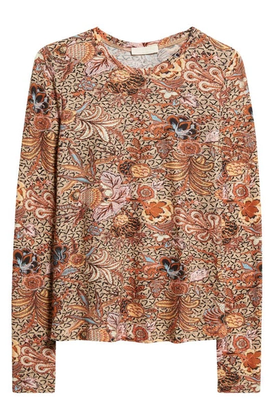 Ulla Johnson Eve Floral Long Sleeve Cotton Top In Wheat Flower