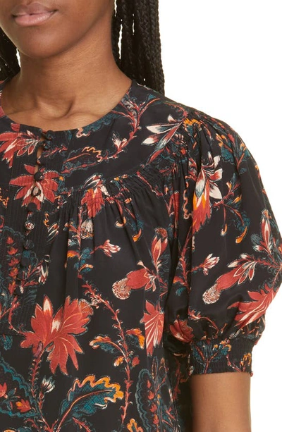 Ulla Johnson Dina Puff Sleeve Silk Top In Obsidian