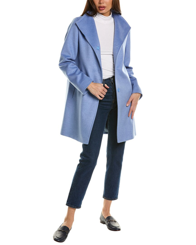 Shop Cinzia Rocca Icons Short Wool & Silk-blend Coat In Blue