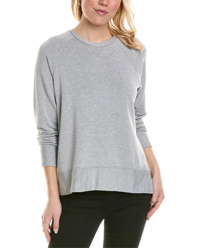 Shop Stateside Softest Fleece Raglan Side Slit Sweatshirt In Grey