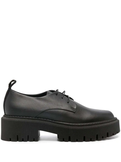 Shop Lorena Antoniazzi 50mm Lace-up Leather Loafers In Black