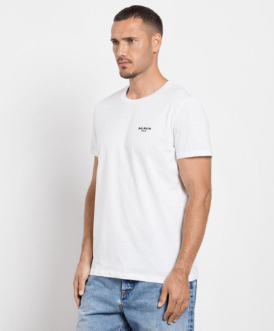 Shop Balmain Logo-print White Cotton T-shirt From