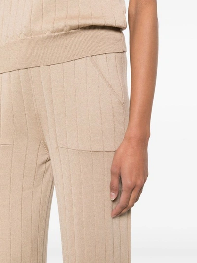 Shop Lorena Antoniazzi Straight-leg Ribbed-knit Trousers In Neutrals