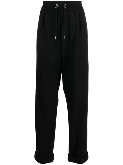 Shop Balmain Drawstring Tapered Track Pants In Black