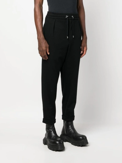 Shop Balmain Drawstring Tapered Track Pants In Black