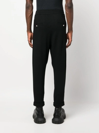 Shop Balmain Drawstring Tapered Track Pants In Black