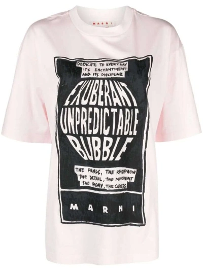 Shop Marni Slogan-print Cotton T-shirt In White