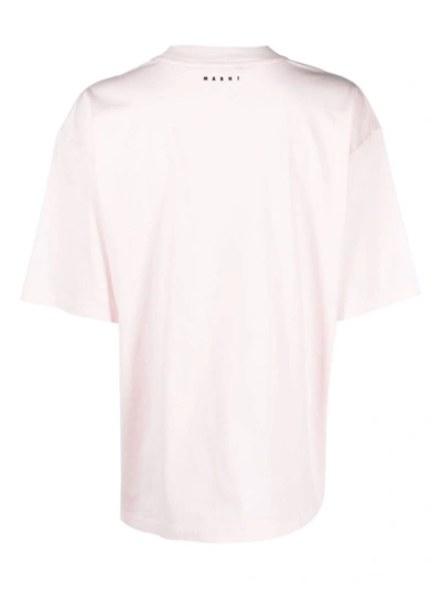 Shop Marni Slogan-print Cotton T-shirt In White