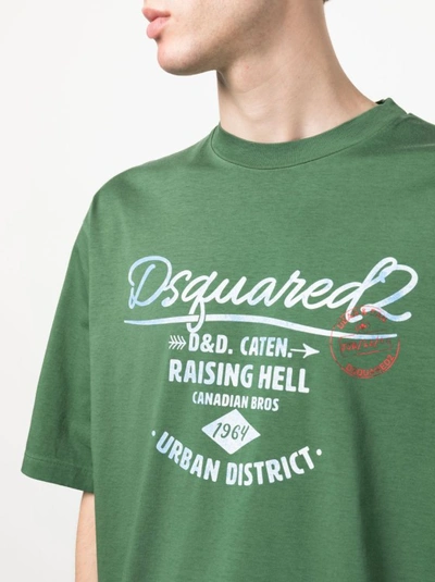 Dsquared2 Logo-print Green Cotton T-shirt In Green