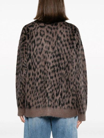 Shop Msgm Leopard-print Button-up Cardigan In Grey