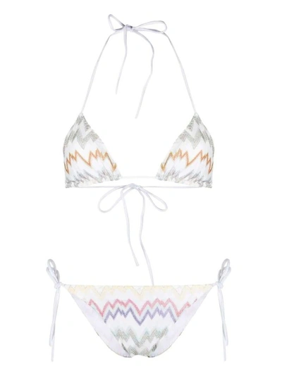Shop Missoni Zig-zag-woven Triangle Bikini In White