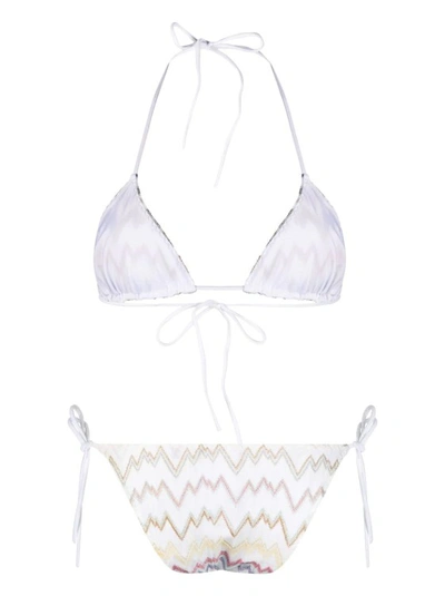 Shop Missoni Zig-zag-woven Triangle Bikini In White