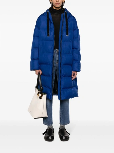 Shop Lorena Antoniazzi Hooded Zip-up Padded Coat In Blue
