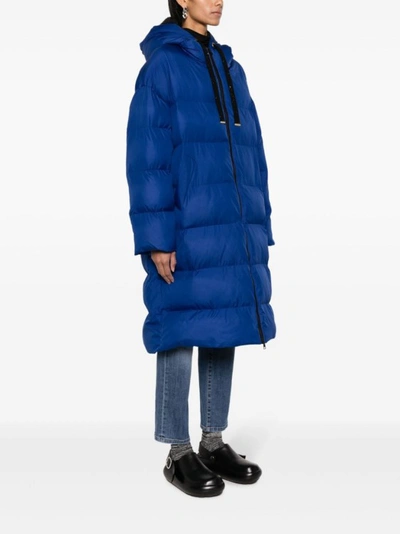 Shop Lorena Antoniazzi Hooded Zip-up Padded Coat In Blue