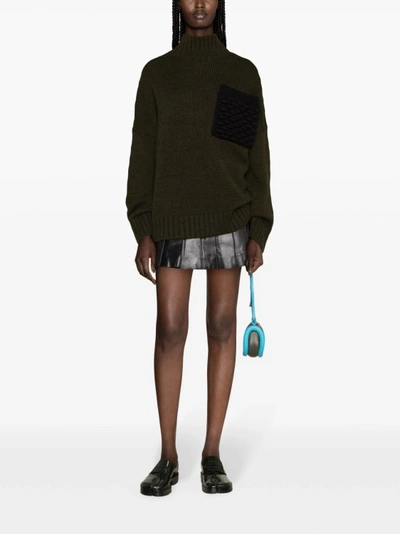 Shop Jw Anderson Roll-neck Forest Green  Ribbed Knitwear Jumper In Black