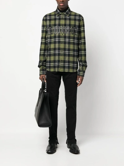 Shop Dsquared2 Plaid-print Flannel Shirt In Grey