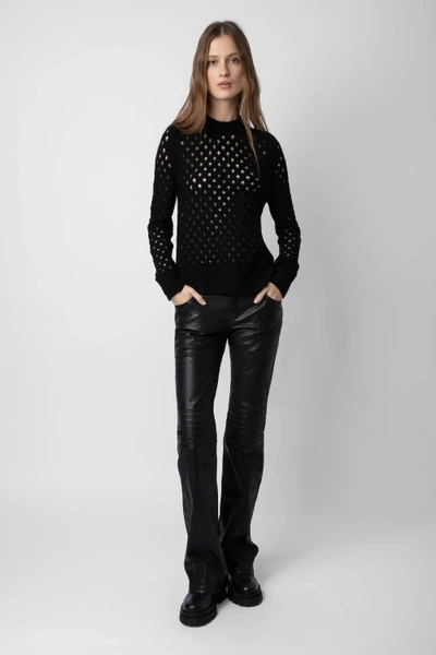 Shop Zadig & Voltaire Paulin Leather Trousers In Black