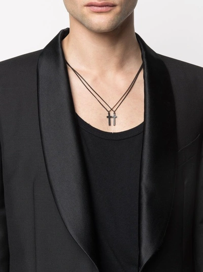 Shop Dsquared2 Layered Cross Pendant Necklace In Red