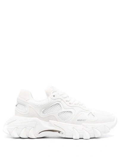 Shop Balmain B-east Panelled Chunky Blanc Sneakers In White