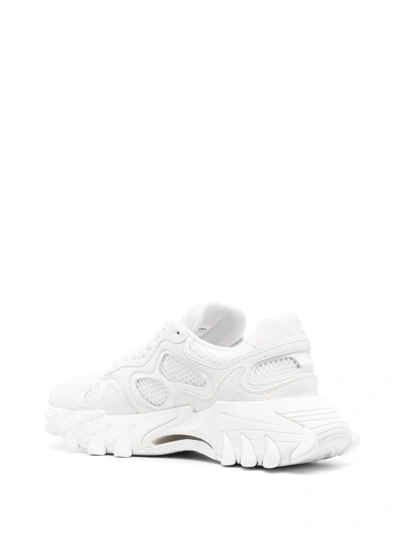 Shop Balmain B-east Panelled Chunky Blanc Sneakers In White