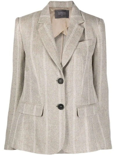 Shop Lorena Antoniazzi Striped Single-breasted Button Blazer In Grey