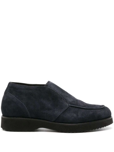 Shop Doucal's Blue Slip-on Suede Boots In Black
