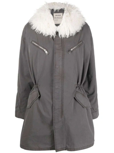 Shop Zadig & Voltaire Kidea Zip-up Parka Coat In Grey