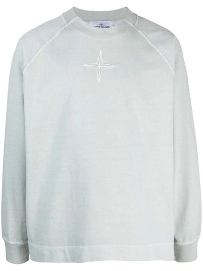 Shop Stone Island Logo-embroidered Cotton Sweatshirt In White