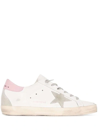 Shop Golden Goose Superstar Distressed Lace-up Sneakers In Neutrals