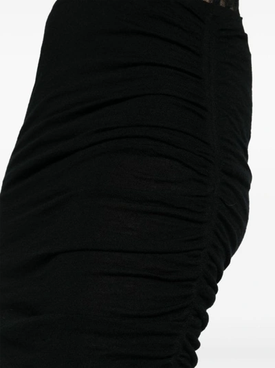 Shop Isabel Marant Ruched Merino Wool Midi Skirt In Black