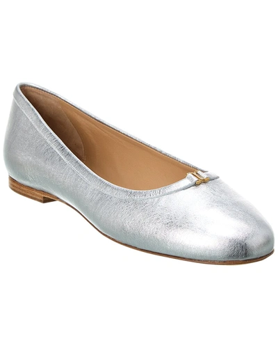 Shop Chloé Marcie Metallic Leather Ballet Flat In Silver