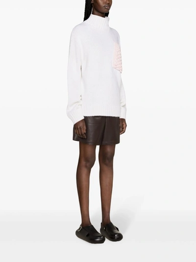 Shop Jw Anderson Roll-neck White/pink Ribbed Knitwear Jumper