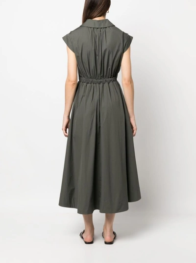 Shop Lorena Antoniazzi Lace-up Midi Cotton Dress In Grey