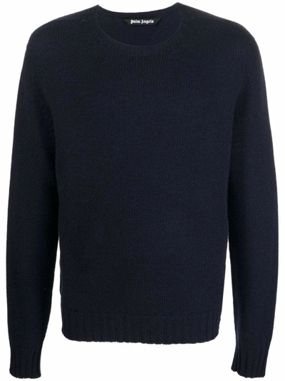 Shop Palm Angels Intarsia-knit Logo Long-sleeve Jumper In Black