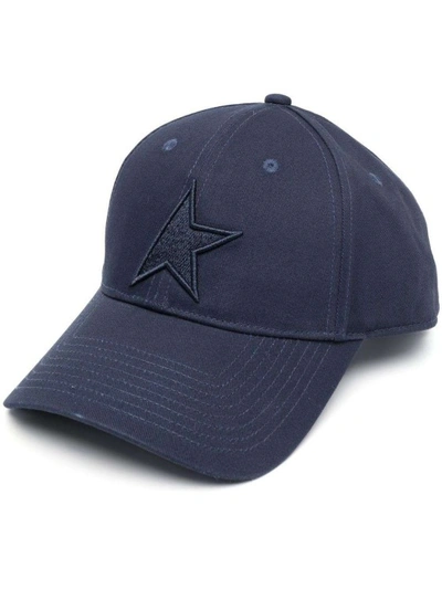 Shop Golden Goose Star-patch Baseball Blue Cap In Grey
